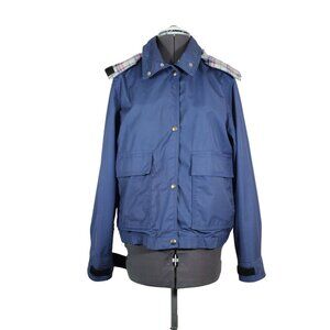 Eddie Bauer women's vintage retro full zip plaid lined hooded windbreaker jacket